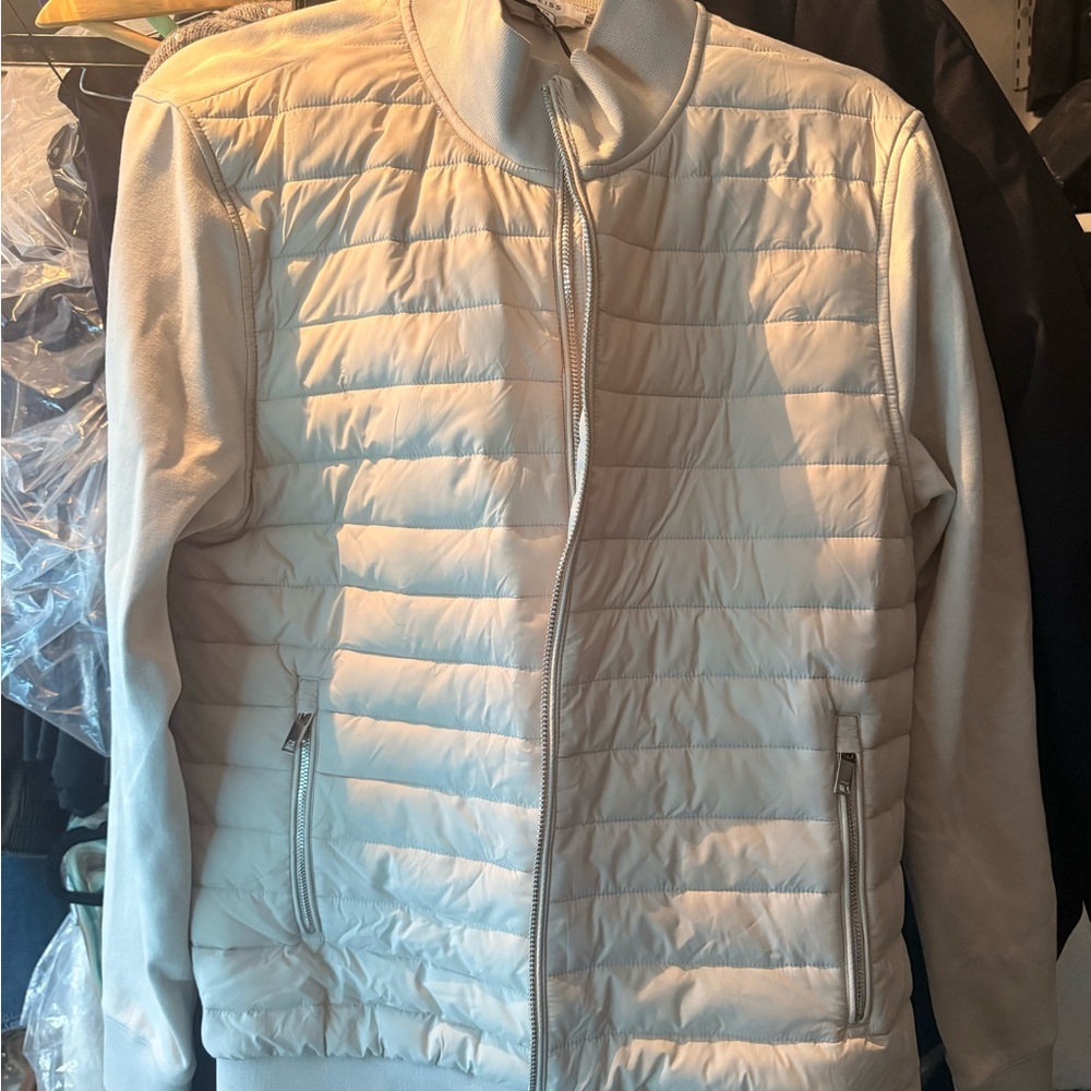 Reiss Cream Quilted Zip Jacket